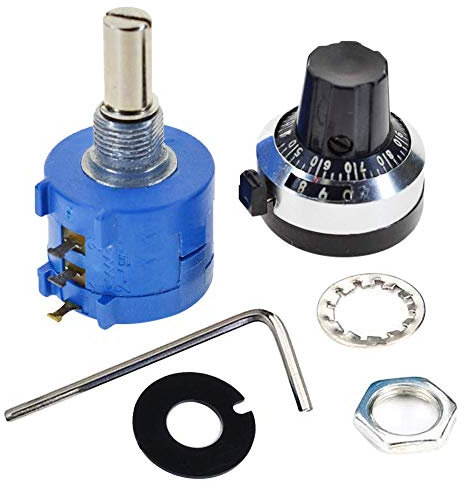 Onwon 10K Ohm Resistor 10 Turn Potentiometer 2W Wirewound Multi-Turn Adjustable Precision Potentiometer with 10 Turn Counting Dial Rotary Knob 6mm Shaft (10K Ohm)