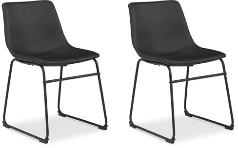 Signature Design by Ashley Centiar Mid Century Dining Room Bucket Chair, 2 Count, Black