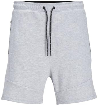 JACK & JONES Sweatshorts för män, normalt skurna sweatshorts, Ljusgrå melange, M