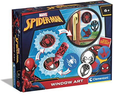 Clementoni - 18703 - Marvel Spiderman Window Art - Adesivi Bambini attaccastacca Spiderman, Set per Creare Decorazioni adesive superfici, Stickers Marvel, Gioco Creativo Bambino 6 Anni, Made in Italy