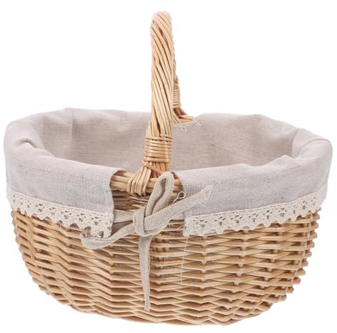 DOITOOL Hand-woven Willow Basket for Picnic Snack Storage Portable Outdoor Basket for Small Storage Needs and