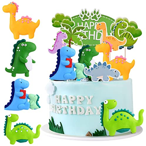 OSDUE Decoración para Tartas, 12 PCS Modelo de dinosaurio Decoración | Tartas de Cumpleaños, Reutilizable Suministros para Fiestas de Cumpleaños,Adorno de pastel de bricolaje