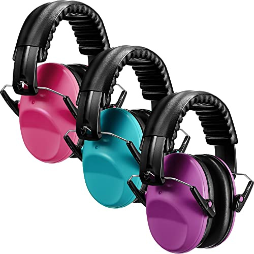 Konohan 3 Pack Noise Reduction Headphones for Kids Ear Protection Earmuffs Headphones for Autism Toddler Kids Ear Muffs 27db(Rose Red, Purple, Lake Blue)