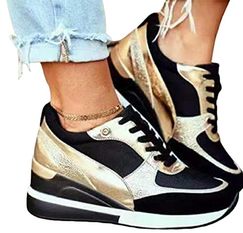 Tenis de tacón alto a la moda, ligeros, sin cordones, para caminar, zapatos de cuña oculta, zapatos deportivos casuales para mujer