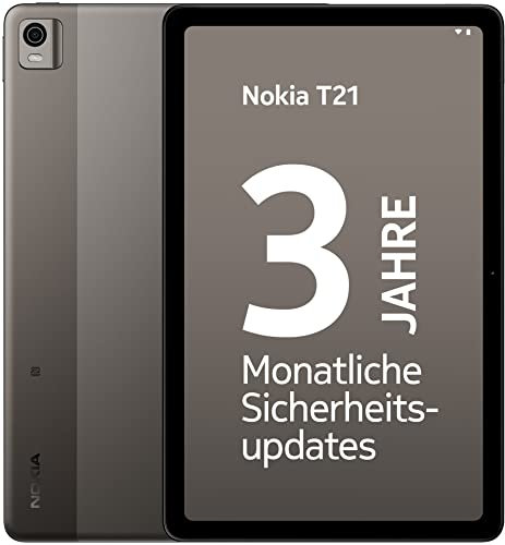 Nokia T21 Android 12 WiFi Tablet, 4GB RAM/64GB ROM, 10.36 2K Screen, 8200 mAh Battery, 8MP Front & Back Cameras, Stereo Speakers, 2 OS Upgrades - Grey