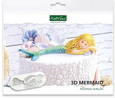 Katy Sue 3D Meerjungfrau Silikonform für Küste & Meer Thema Kuchen Dekorieren & Basteln - Macht eine 3-dimensionale Meerjungfrau 14,5 cm lang x 3,5 cm hoch