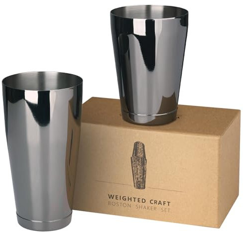 Jettory Kit Cocktail | Boston Cocktail Shaker 18 & 28 oz | fondo ispessito | set da barman in acciaio inox alimentare 304 di alta qualità. (Nero)