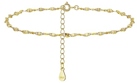Loutade Silber Fußketten für Damen, 925 Sterling Silber Fußkettchen Armband, Verstellbar Sommer Barfuß Strand Fußkette am Fußgelenk, Fußkette Damen Gold, Fußbändchen Fußspange für Frauen Mädchen
