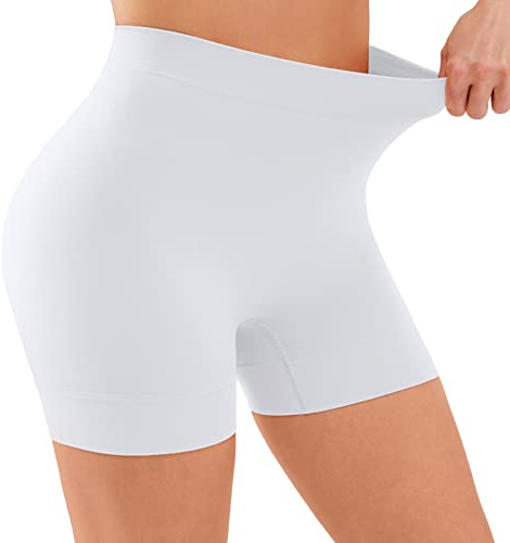 YADIFEN Radlerhose Damen Kurze Hose Damen Shorts Leggings,sehr kurz Shorts,Unter Kleid Rock Anti Scheuern Bequem hohe Taille Boxershorts Hotpants,1er Weiß,S