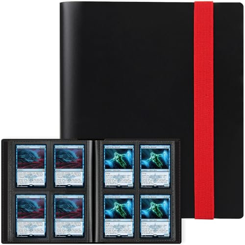 GEAoffice Carpeta de tarjetas de 4 bolsillos, carpeta de álbum de colección de tarjetas de intercambio pequeña, carpeta de 160 bolsillos de carga lateral para TCG, MTG, Yugioh, regalos para