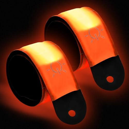 Brazalete LED Recargable,2 Piezas Brazalete Reflectante LED Running,Brazalete Reflectante Running, Banda Reflectante para Correr de Noche, Trotar, Deportes al Aire Libre, Ciclismo (color naranja)