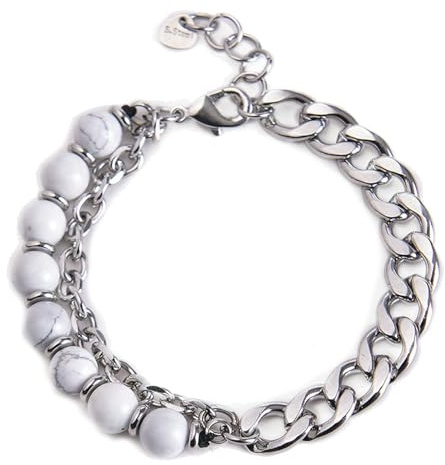 Bishilin Armbänder für Herren Verstellbar, Perlenarmband Chakra mit 8MM Naturstein Charms Armbänder Männer Personalisiert