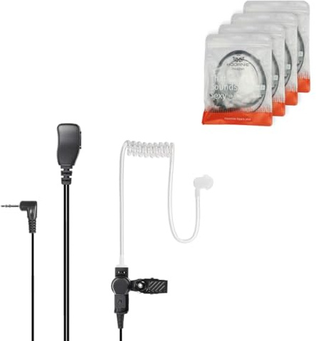 Hoornie Funkgerät Headset (4er-Pack) für die Motorola TLKR und TalkAbout Serie. TLKR-T60, TLKR-T61, TLKR-T62, TLKR-T72, TLKR-T80, TLKR-T81, TLKR T82 Extreme, TLKR T92 H2O inkl. 10 (x4) Ohrstöpsel