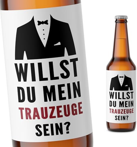 Trauzeuge fragen Mann Willst du mein Trauzeuge sein Bierflaschen Etikett Bier Geschenk Flaschenetikett selbstklebend Bieretiketten 2 Stück | 9x9 cm