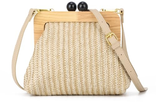 Syrads Carteras para mujer Bolso de paja de playa Bolsos bandolera para mujer Bolso de hombro para boda Bolso bandolera de hombro