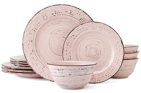 Pfaltzgraff spaljé rosa 12 delar servis tallrik skål set, servis för 4