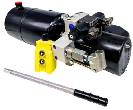 Flowfit 24 V DC doppeltwirkendes Hydraulik-Powerpack, 1,6 kW, mit 8 l Stahltank und Handpumpe