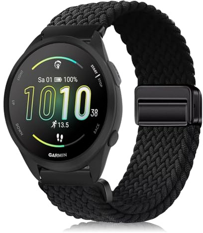 YealRed 20 mm nylonarmband kompatibelt med Garmin Forerunner 570 42 mm/Vívoactive 6/5/3/3 music, sport nylon klockarmband för Garmin Forerunner 165/165 Music, 5.9 in - 9 in, Nylon