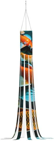 HD Koi Fischdruck Halloween Serie Windsack – Geist Themed hängende Outdoor-Dekorationen 59 Zoll
