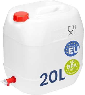 Garronda Garrafa Agua con Grifo sin BPA Bidon 20 litros Depósito de Camping Accesorios Garrafa con Grifo Deposito Agua Camper Blanco GD-0083