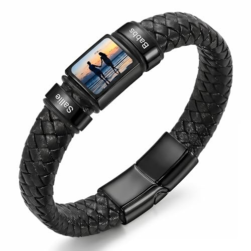 ALBERTBAND Personalisierte Armbänder für Männer Lederarmband mit Namen Foto Gravur Geschenke für Männer Papa Ehemann Freund Großvater