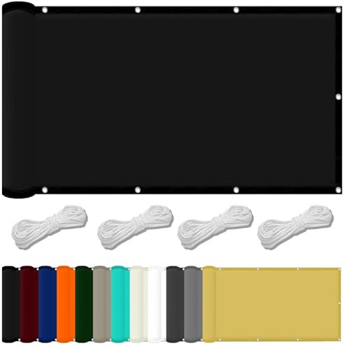 Large Waterproof Square Sun Shade Sail 4.5 x 7.5 m Garden Terrace Awning with 98% UV Block Free Rope & Fixing Kit Ideal for Carport Swimming Pool Plants Black Color Shade Netting