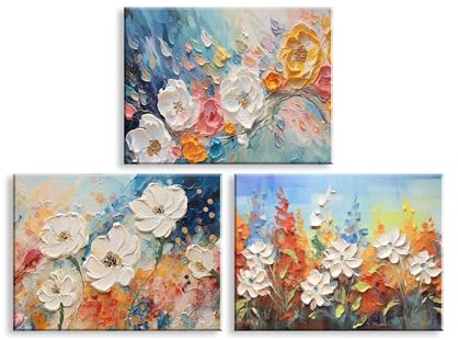 Piy Painting Weiße Blume Leinwand Wandkunst, Drucken Gemälde Auf Leinwand, Natur Gemälde, Leicht Zu Hängen Für Schlafzimmer Wohnzimmer Badezimmer Eingang Cafe, 3X30X40 CM (90X40 CM)