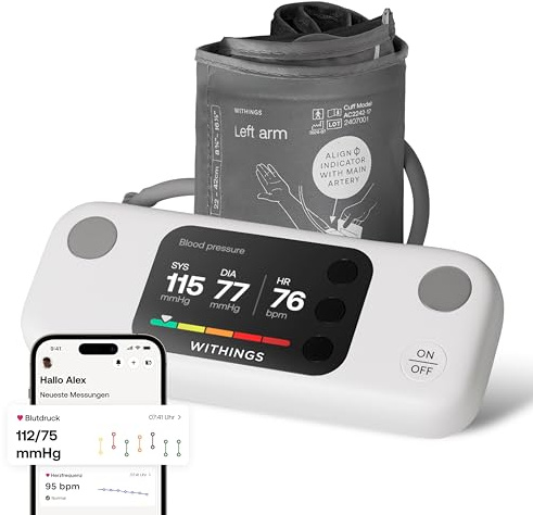 Withings BPM Vision - Monitor de Presión Arterial Inteligente | Dispositivo de monitorización cardíaca con ECG y detección de Fibrilación Auricular | Wi-Fi y Bluetooth | iOS y Android