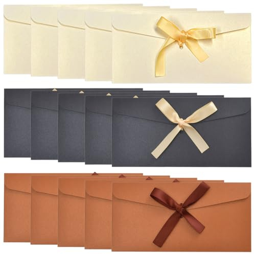 Buste Lettere, Eleganza Nastro, 15 Pezzi Buste Regalo, Buste Colorate 22 x 11 cm, Idea per Regalo, Fai Da Te