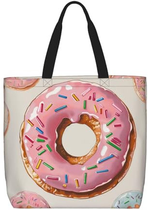YKLJG Borsa per la spesa riutilizzabile con stampa di lontra con cartoni animati e cerniera, borsa a tracolla impermeabile di grande capacità, Ciambella, Taglia unica