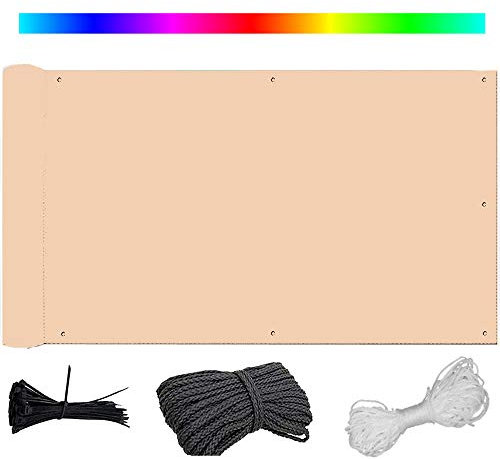 Balcon 125 x 700 cm - Protection UV, coupe-vent - Clôture de jardin opaque pour terrasse - 100 % intimité - Avec cordon de serrage et attaches de câble - Crème