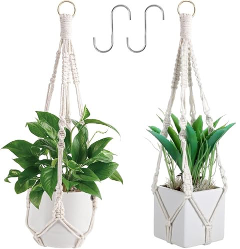 Generisch 2 Stück Blumenampel Hängend Innen, 54cm Boho Außen Pflanzenampel, Hängend im Freien mit 2 Haken, für Garten, Wohnzimmer, AußEn, Fenster, Balkone Wanddekoration