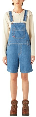 Dickies Women's Relaxed Fit Bib Shortalls, Blue, Large