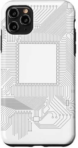 Carte mère circuit micropuce fond blanc informatique Coque pour iPhone 11 Pro Max