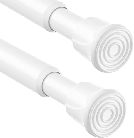 AIZESI 2 Stück Gardinenstange ohne Bohren 20-33cm Weiß, Ø13mm klemmstange | Klemmstange für Gardinen Stabile Teleskopstange, Rutschfeste Spannstange für Bad, Küche, Fenster, Schrank, Duschvorhang