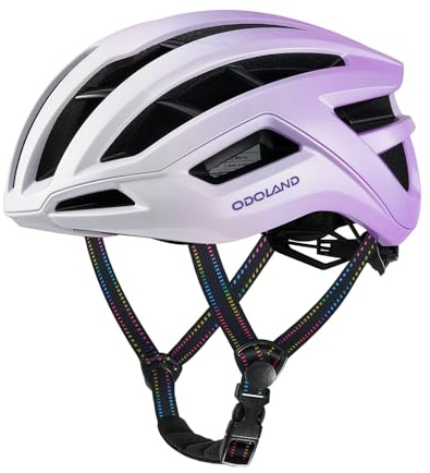 Odoland Casco da Bicicletta per Uomo e Donna, Casco da Bici da Strada per Adulti con Aistema di Ventilazione, Casco da Ciclismo Leggero e Taglia Regolabile, per Ciclismo Urbano, Viola Sfumatura