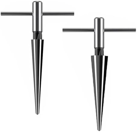 Harewtwy 2Pcs T Handle Taper Reamer Set,6 Fluted Chamfer Reaming Guitar Bridge Pin Hole Handle Tapered Reamers Tool Round Handle