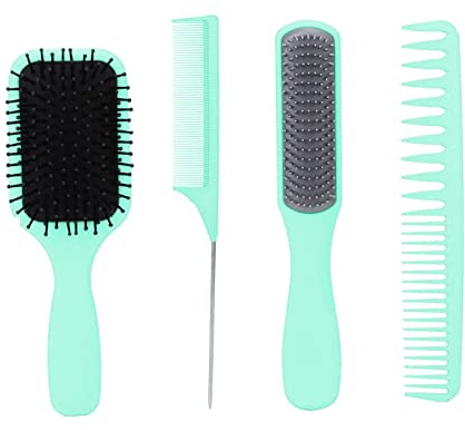 MIMEITOPA Ensemble de brosses à cheveux 4 en 1 avec brosse à palette, peigne démêlant, peigne à queue et peigne à double dents pour tous les types de cheveux (En boîte)
