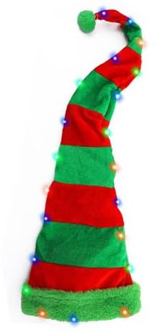 Leuchtende Weihnachtsmütze – LED-Weihnachtsmann-Hàt Gold Samt | gestreifte Urlaubsmütze Foto-Requisiten | Weihnachtskostüm-Zubehör für Partys, Neujahrsveranstaltungen | Festlicher Glühhut für