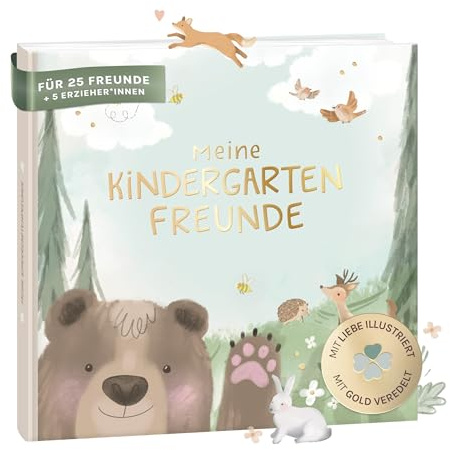 mintkind® Freundebuch Kindergarten Wald 21x21 – 80 Seiten für 25 Freunde