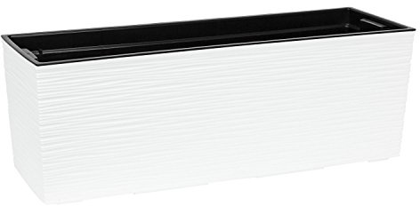 Lamela Blumenkasten Balkonkasten Modernstruktur inkl. Einsatz Weiss Kunststoff L 56 cm Begonia