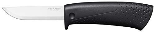 Fiskars Coltello per lavori fai-da-te, Include fodero con affilalama, Lunghezza totale: 21,1 cm, Nero, 1023617
