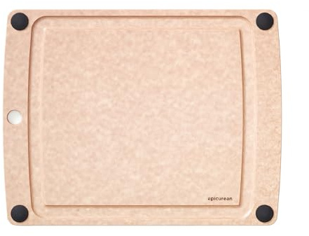 Epicurean All-In-One Cutting Board with Non-Slip Feet and Juice Groove, 14.5 × 11.25, Natural/Black