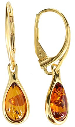 Bernstein Ohrringe von Artisana-Schmuck, Ohrhänger aus 925/000 Sterlingsilber vergoldet und Bernstein