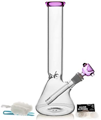 11 Glaswasserpfeife 14,5 mm Glasbong Wasserbong Percolator Filter Recycler Bongs mit Downstem Bowl Adapter (Rosa)