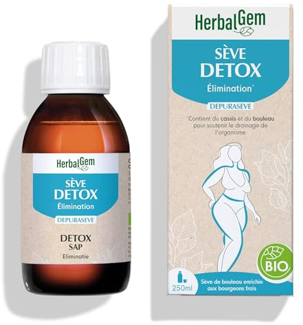 HerbalGem Depurasève Sève de Bouleau Détox Bio 250 ml | Bouleau et cassis pour renforcer l'action drainante et purifiante à chaque saison. Vegan.