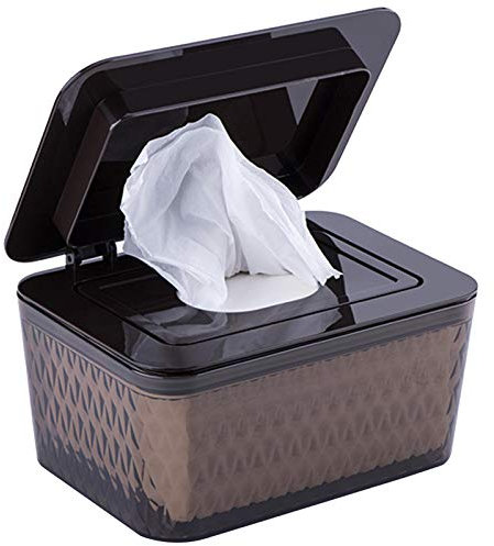 Boîte à lingettes pour bébé - Avec couvercle - Boîte de rangement pour lingettes humides - Réutilisable - Pour les lingettes de voyage (Brun)