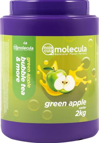 Bubble Tea Perlen Popping Boba Apfel | mit Strohhalme | Nahrungsergänzungsmittel Weniger Zucker Kaviar 2000g Fruchtperlen ohne künstliche Farbstoffe Bubbles | Apple Fruit | Tapioka