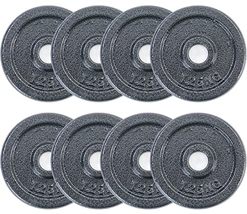 RAMROXX 10 kg Hantelscheiben Set 8x1,25 kg Gusseisen Hantel Gewicht versiegelt 28mm