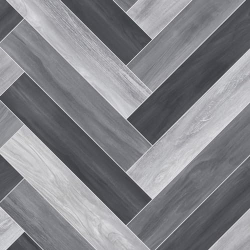 VINYL FLOORING UK Grey Wood Effect Slip Resistant Vinyl Flooring Roll For Living Room, Dining Room, Kitchen, 2.3mm Thick Cushion Backed Vinyl Sheet, Waterproof Lino Flooring-3m(9'9) X 2m(6'6)-6m²